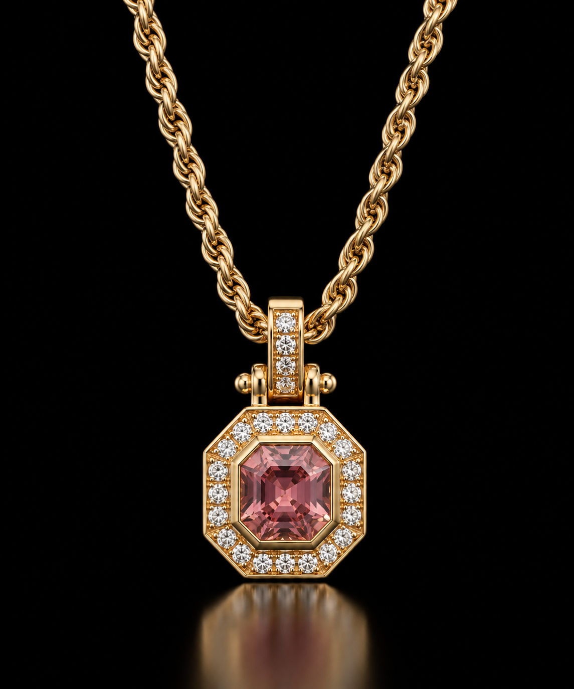 Octagonal Pink Zircon Pendant