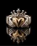 Brian Boru Claddagh Ring -Silver & Gold (XL)