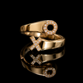 14k Gold XO Ring With Lab Diamonds