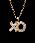 14K Yellow Gold XO Pendant With Lab Diamonds