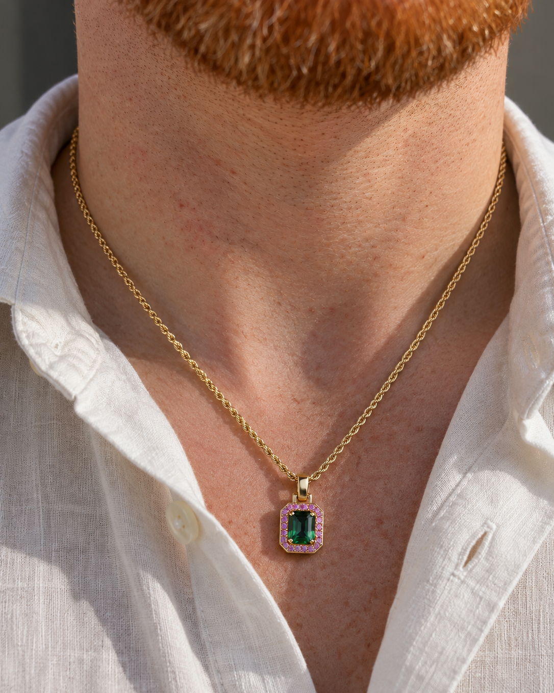 Green Tourmaline & Pink Sapphire Pendant