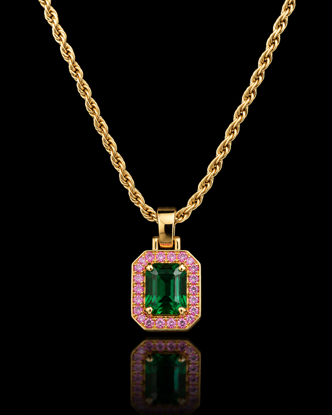 Green Tourmaline & Pink Sapphire Pendant
