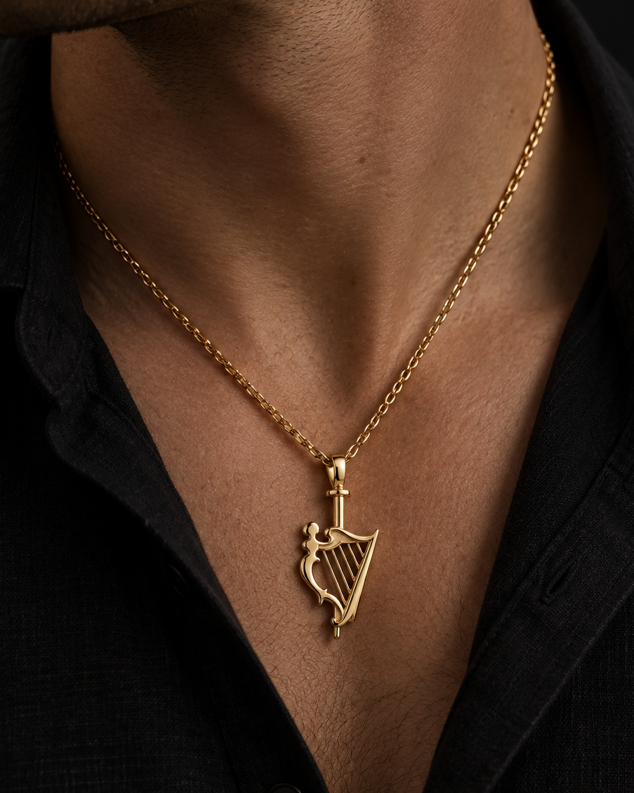 Gold Harp Pendant