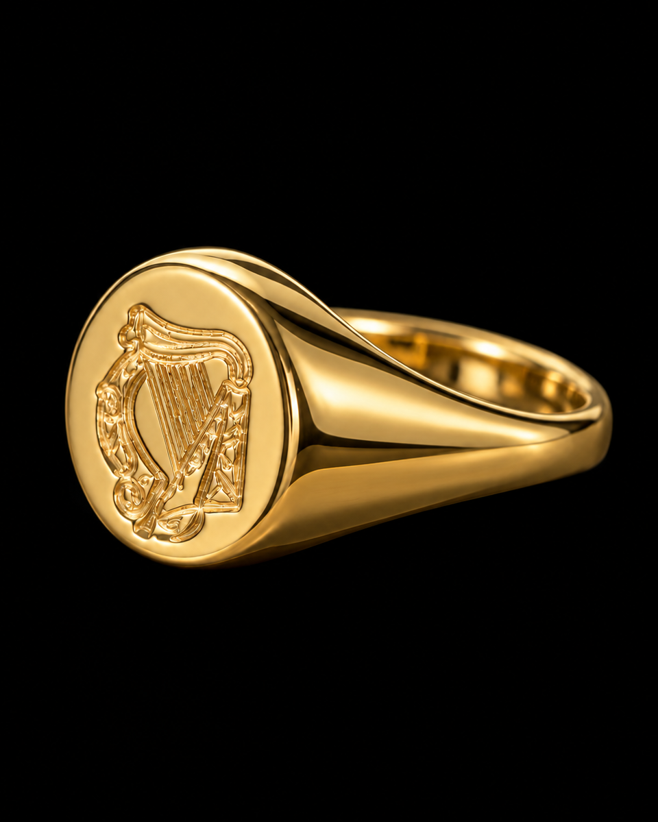 Gold Harp Signet Ring