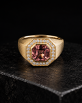 Octagonal Pink Zircon Signet Ring