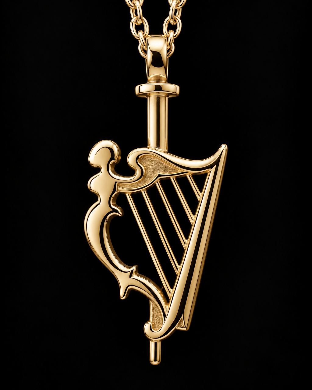 Gold Harp Pendant