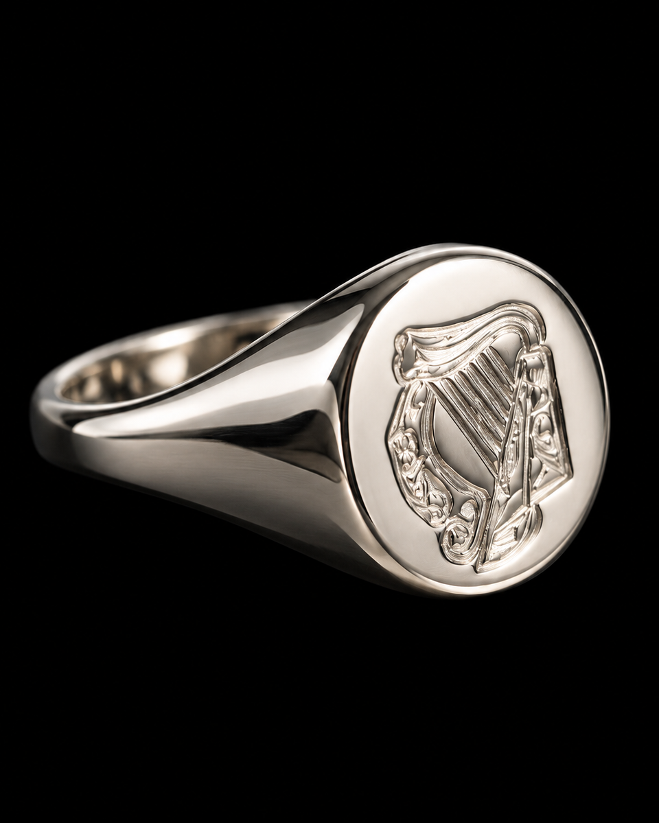 Silver Harp Signet Ring