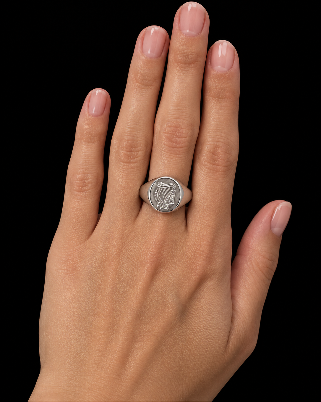 Silver Harp Signet Ring