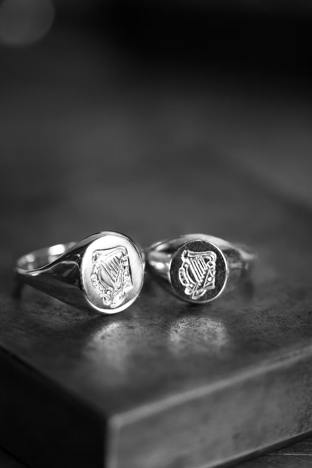 Large Silver harp signet ring