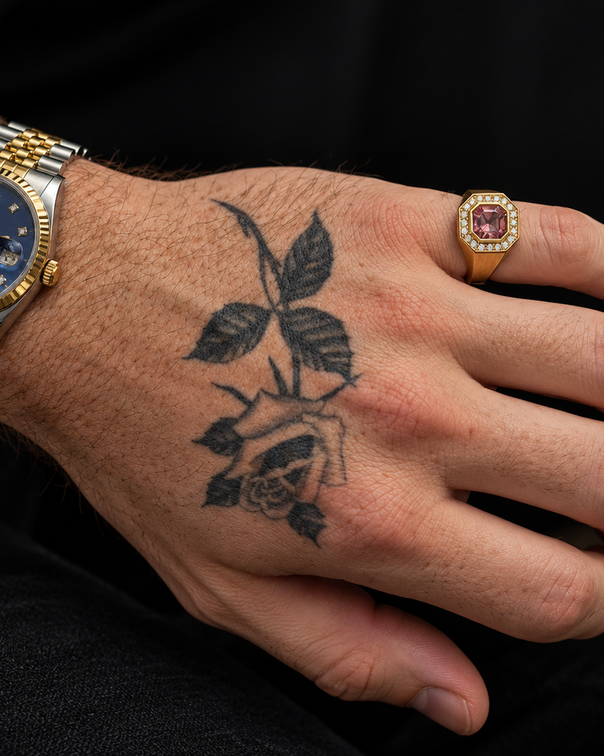 Octagonal Pink Zircon Signet Ring