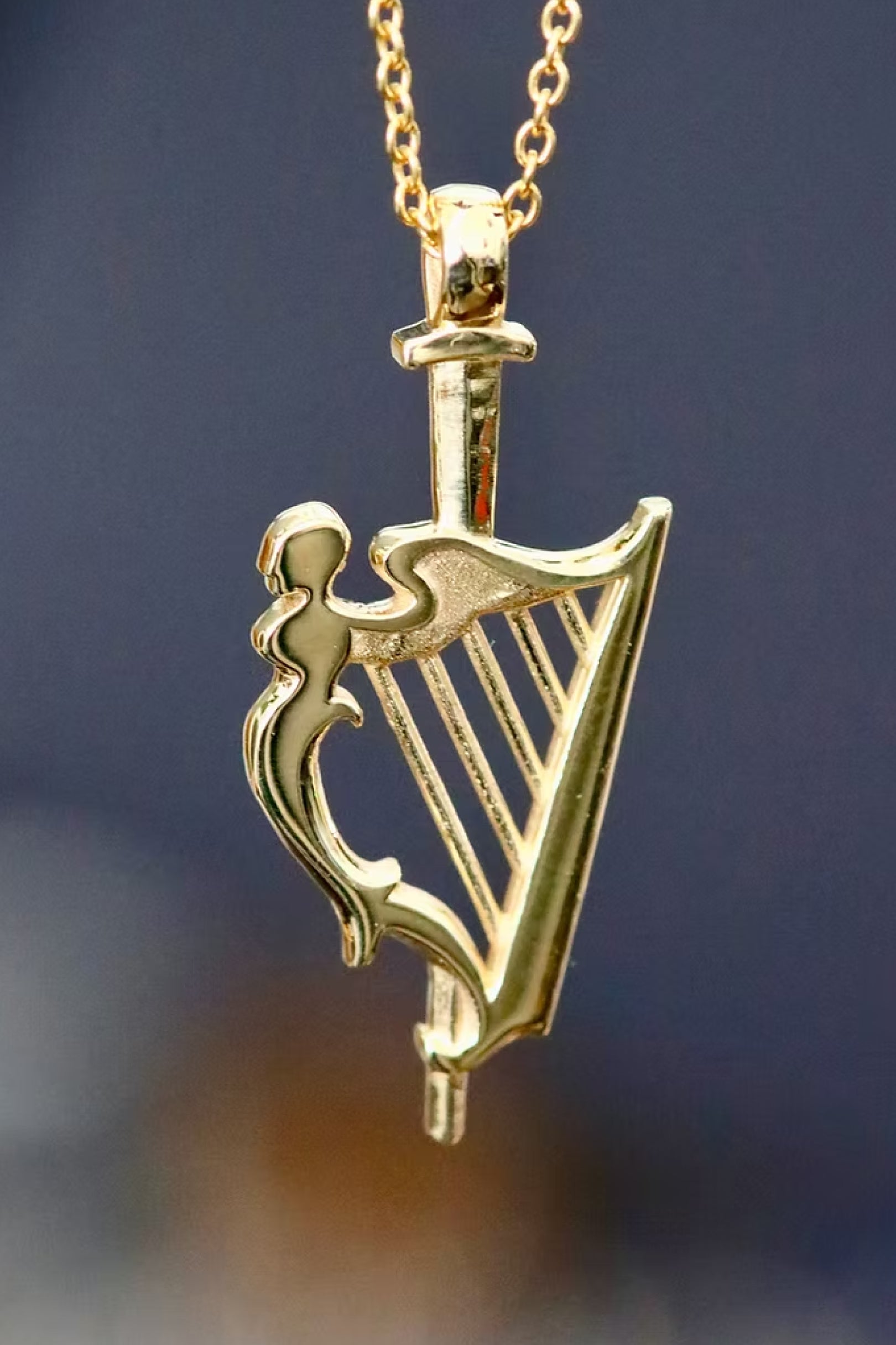 Gold Harp Pendant