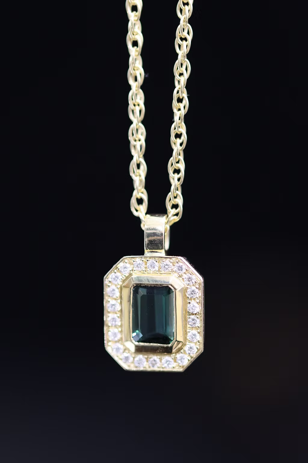 Carraigín Tourmaline and Diamond Pendant